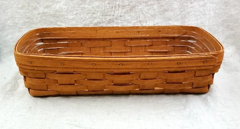 Vintage Longaberger 1992 Handwoven Bread Basket Plastic Liner 15" x 7" Cover