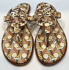 Tory Burch Miller Pink Caning Logo Geo Combo Welt Leather Sandals Sz 8 1/2 8.5 M