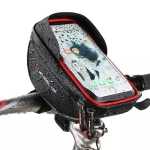 Waterproof Bicycle Handlebar Bag Bike Front Bag Touch Screen Phone Holder Pouch - Foto 1 di 11