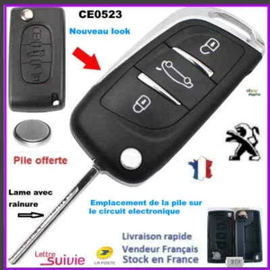 SCHLÜSSELHÜLLE Plip MODIFIZIERT PEUGEOT 3BT KOFFERRAUM 207 307 308 407 CE0523 Klinge Nut - Bild 1 von 4