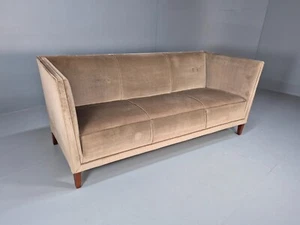 Vintage Danish Art Deco Sofa Mink Velour Straight Arm and Back 1930s EB9159 V3SS - Picture 1 of 19