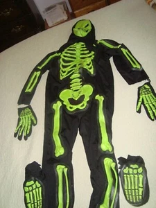 Fun World Brand 6 pc SKELETON Unisex Youth Size 8-10 Halloween Complete Costume - Picture 1 of 5