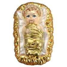Old World Christmas BABY JESUS IN MANGER (24228) Glass Ornament w/ OWC Box