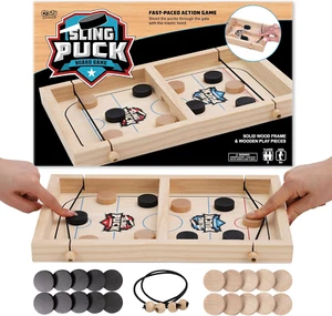 Fast Sling Puck Table Board Game I Wooden Family Indoor Two Player, Table Games - Picture 1 of 12