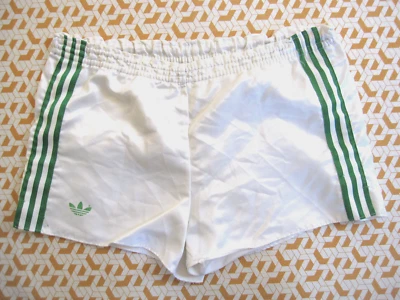 Short Adidas Ventex blanc vert Vintage satin brillant Polyamide 80'S - XL - Photo 1/4