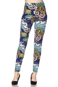 Leggings TC/263 butterweich Always Brushed blau mit Print ONE SIZE - Bild 1 von 2