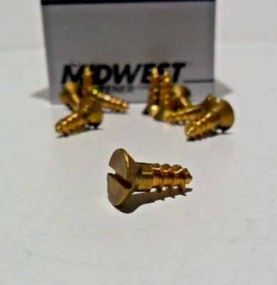 Midwest Fasteners #8 Slotted Solid Brass Flat Head Wood Screws 100ct Various szs