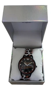 Juicy Couture Black Label Orange & Black Leopard Cheetah Quartz Watch New In Box - Picture 1 of 3