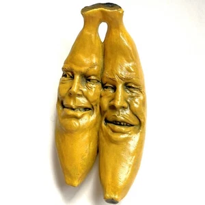 Funny Bananas, a Mask-style Wall Sculpture, Signed, Weatherproof Cast Stone - Picture 1 of 12