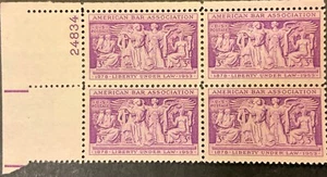 1953 3c American Bar Association comm. P.B. of 4, Scott #1022, MNH, F-VF - Picture 1 of 2
