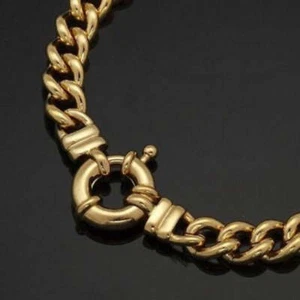 18ct Heavy Yellow Gold Plated Euro Chain Bracelet with Bolt Clasp - USA Made - Picture 1 of 7