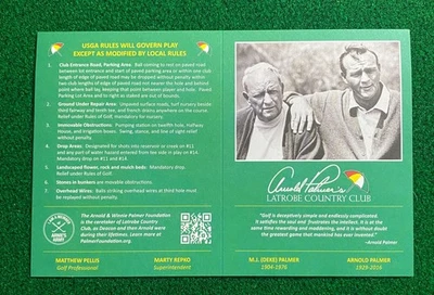 Tarjeta de puntuación Latrobe Country Club (nueva y sin usar) Arnold Palmer Foto 1 de 2