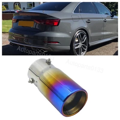 1X Blue Exhaust Pipe Tail Muffler Tip Throat Tailpipe For Audi A3 A4 A5 A6 US - Изображение 1 из 4