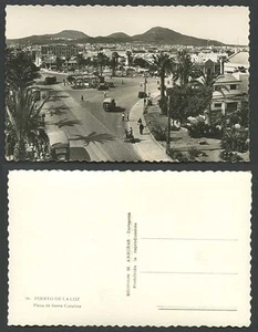 Spain Old RP Postcard Puerto de la Luz Plaza de Santa Catalina Street Scene Cars - Picture 1 of 1