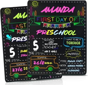 Insegna Personalizzata Primo e Ultimo Giorno di Scuola 13" X 16" Grande Lavagna St - Foto 1 di 12