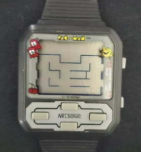 1982 Nelsonic Pac-Man Game Wristwatch - Turns on But Needs repair. No Battery - Picture 1 of 5