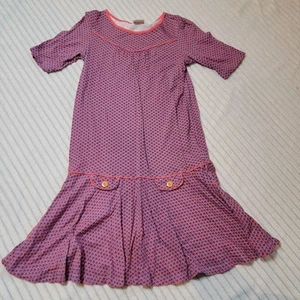 Girls Hanna Andersson Owl Drop Waist Dress sz 160 US 14 Purple Pink Short Sleeve - Picture 1 of 14