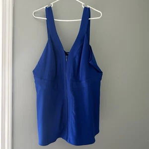 Torrid Blue Peplum Tank Top Front Zip Sleeveless V-neck Women's Size 3X - Picture 1 of 8