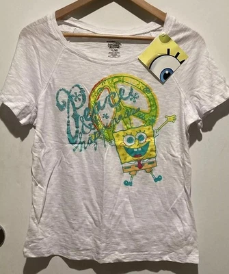 Camiseta Bob Esponja Pantalones Cuadrados Signo de la Paz Dibujos Animados Nickelodeon XL Foto 1 de 4