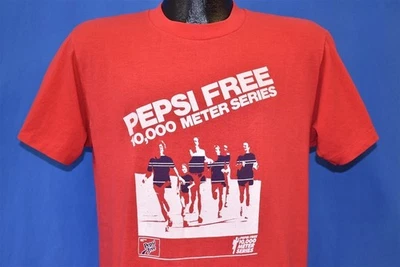 vtg 80s PEPSI FREE 10,000 METER SERIES RUN 10K CAFFEINE FREE t-shirt MEDIUM M - Image 1 of 4