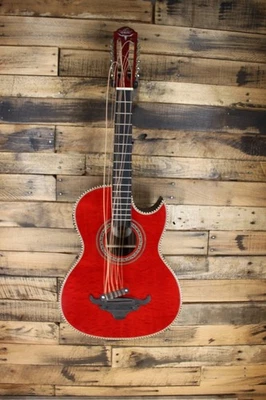 DAMAGED - Oscar Schmidt OH32SEQ Acoustic-Electric Bajo Quinto Guitar -RED #R5552 - Image 1 of 4