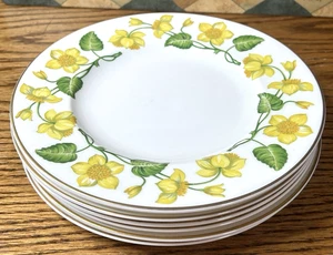 KINGCUP Set of 6 Salad Plates 8" Wedgwood England Vintage MCM Marsh Marigold EUC - Picture 1 of 16