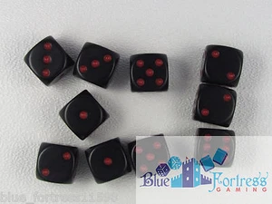 JUEGO DE 10 D6 CHESSEX opaco 12mm negro con dados rojos para wow pokemon mtg - Imagen 1 de 2