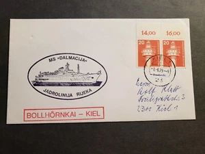 Ship MS DALMACIJA JADROLINIJA RIJEKA Naval Cover 1979 Cachet KIEL, GERMANY - Picture 1 of 2
