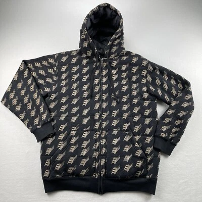 VTG Matix Hoodie Sweatshirt Men M Black Full Zip AOP Logo Skater Y2K Grunge - Image 1 of 4