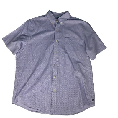 Camisa Chaps Easy Care XL para hombre con botones azul blanco diamante manga corta preppy Foto 1 de 4