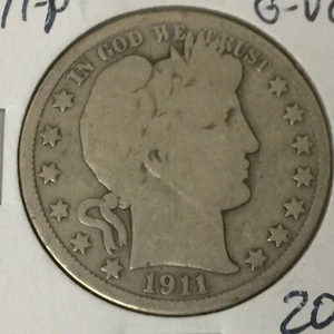 1911-P G-VG Barber Half Dollar Y and part LT #1 - Picture 1 of 2