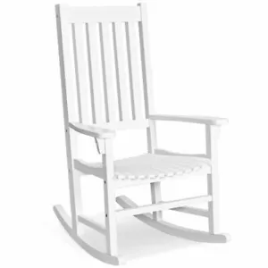 Wooden Rocking Chair Porch Rocker High Back Garden Seat For Indoor Outdoor White - Picture 1 of 10