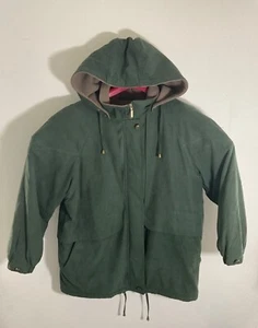 Braetan Womens Hooded Green Suede Jacket 1X With Drawstring Waist & Fleece Linin - Picture 1 of 3