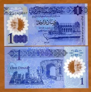 Libia, 1 dinar, 2019, nuevo en P, polímero, unc nuevo diseño - Imagen 1 de 1