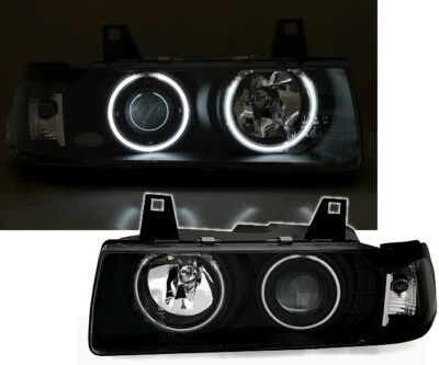 CCFL Angel Eyes Scheinwerfer Set für 3er BMW E36 Limo Touring in Schwarz - Bild 1 von 4