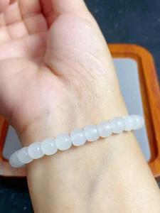 Zertifikat 5A Qualität Hetian Jade Armband weiße Jade Armbänder Armreif 6*7mm - Bild 1 von 15