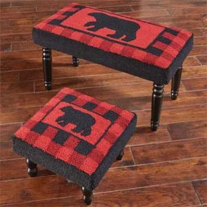 PRIMITIVE COUNTRY BÜFFEL KARIERT HAKEN DEKORATIVER HOCKER von PARK DESIGNS - Bild 1 von 2