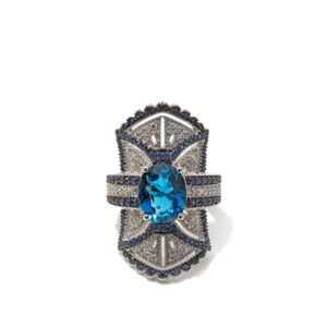 Raritäten Damen Sterlingsilber Blautopas, blauer Saphir Cocktail Ring Größe 8 - Bild 1 von 7
