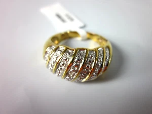 PalmBeach JEWELRY WOMEN'S YELLOW GOLD-PLATED DIAMOND ACCENT DOME RING,SZ 9 - Picture 1 of 8