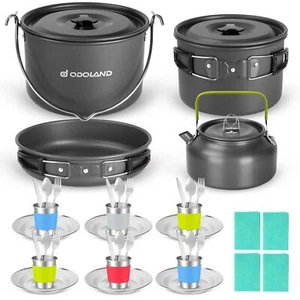 39pcs Camping Cookware Mess Kit Nonstick Large Size Hanging Pot Pan Kettle With  - Imagen 1 de 8