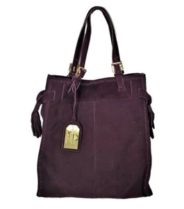 LAUREN Ralph Lauren MCMLVXII Burgundy suede leather buckle tassel Bag purse Tote - Picture 1 of 12