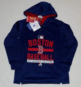 BOSTON RED SOX MAJESTIC THERMABASE HOODED SWEATSHIRT HOODIE YOUTH S M L XL BLUE - Picture 1 of 1