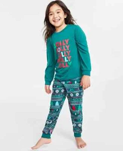 Matching Family Pajamas X3517 Kids Jolly Fair Pajamas Set, Grn Fairisle, L 10-12 - Picture 1 of 6