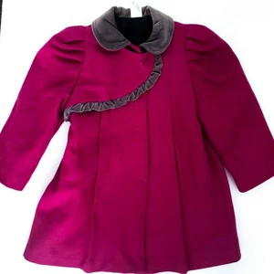 Vintage Girls Fuschia Pink Winter Wool Blend Coat Overcoat Church 6x - Picture 1 of 6