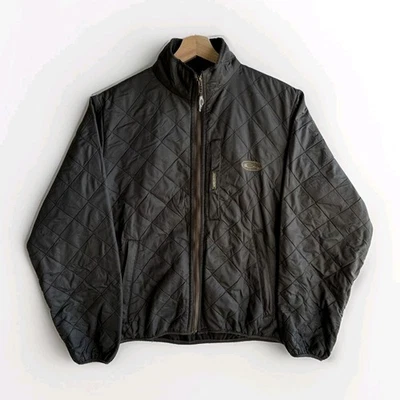 Drake Waterfoul Hunt Jacket Mens Small Green Quilted Fleece Lined Full Zip Coat - Image 1 of 4