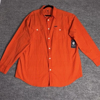 Camisa ROCAWEAR Abotonada Para Hombres 3XL Clásica Guinga Naranja Cuadros Foto 1 de 4