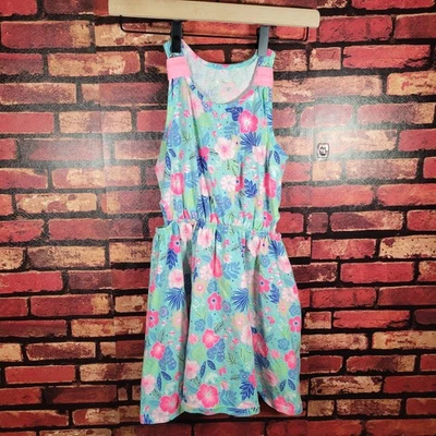 Tommy Bahama Girls 7/8 Resort Floral Tropical Cotton Dress Side Cutout Colorful - Image 1 of 4