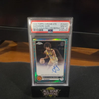 2022-23 Topps Chrome OTE Alexandre Sarr Aqua & Red Auto Refractor SP /99 PSA 10 - Image 1 of 3