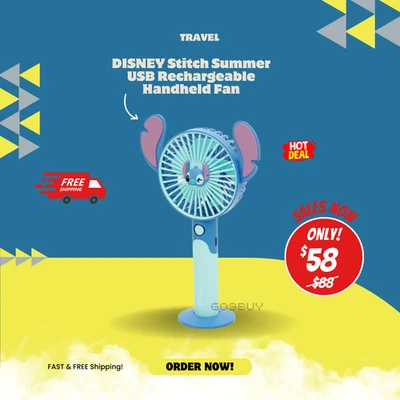 Ventilador de mano recargable USB de verano Disney Stitch Foto 1 de 3