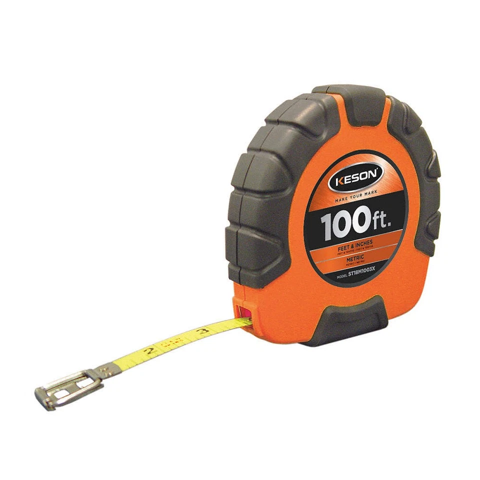 KESON ST18M1003X Tape Measure,3/8 In x 100 ft/30m,Orange 6XGR7 - Image 1 of 1